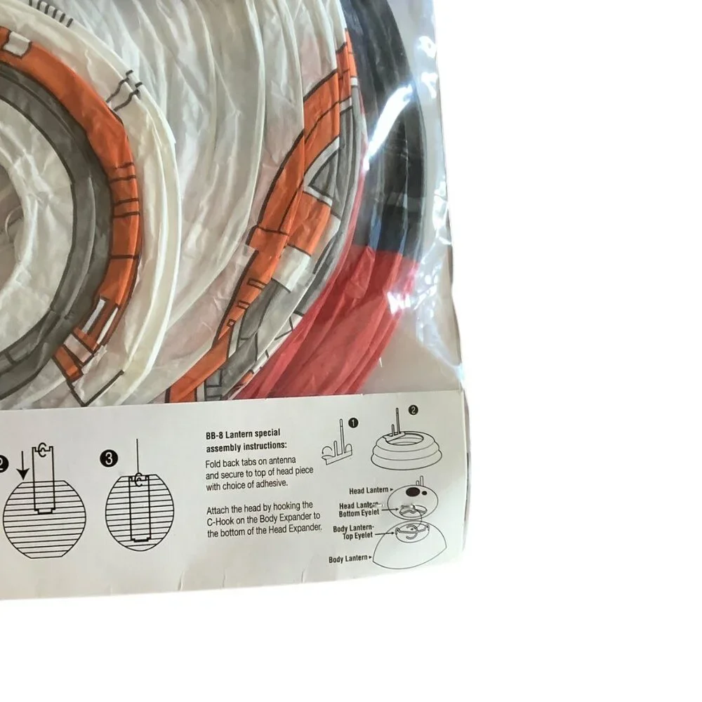 Star Wars Force Awakens Paper Lanterns 4-Piece Set BB-8 & Characters with String